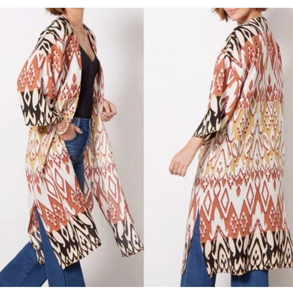 NWOT EVEREVE Mila Long Wrap Kimono Cover Up Open Front Boho XS/S Boho Festival - Picture 1 of 4